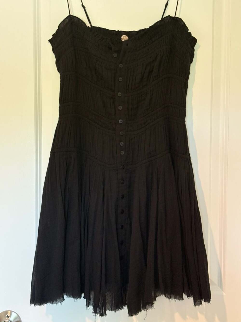 Free People FP One Button Front Smocked Sundress M/M Black